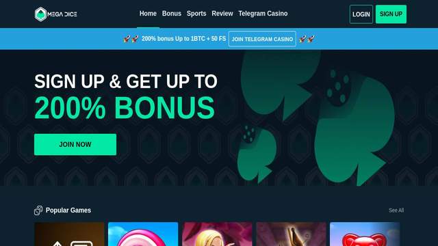 Mega Dice casino screenshot